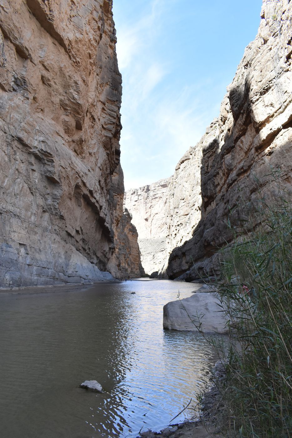 The Rio Grande running between the towering walls of Santa Elena Canyon in Big Bend National Park